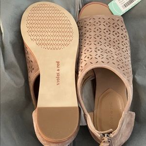 Violet and Red Pippa Laser cut suede sandal